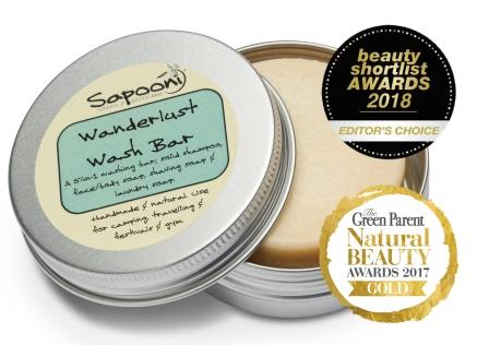 Wanderlust Wash Bar Tin with awards